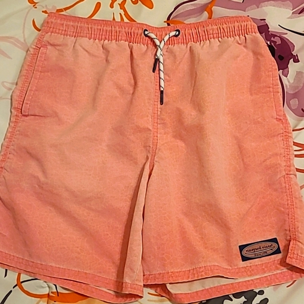 Boy's Vineyard Vines Size Large Pink Swim Trunks